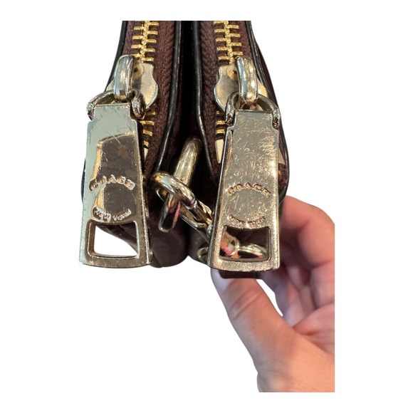 Coach‎ Lyla Crossbody Bag Pebble Leather Double Zip Burgundy Purse Handbag - Picture 7 of 10